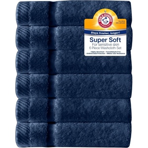 Arm & Hammer Super Soft Washcloths, 6 Piece, Light Blue(Dark Blue)