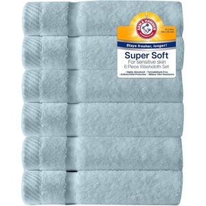 Arm & Hammer Super Soft Washcloths, 6 Piece, Light Blue(Light Blue)