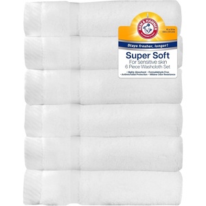 Arm & Hammer Super Soft Washcloths, 6 Piece, Light Blue(White)