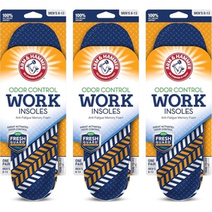 Arm & Hammer Work Insoles for Men and Women, Boot Inserts for Work Boots, Boot Insoles for Work, Work Boot Insoles for Men and Women, Pair of Anti-Fatigue Arch Support Memory Foam Insoles (3 Pack)(3)