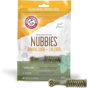 Arm & Hammer for Pets Nubbies Dental Treats Value Size – Baking Soda & Calcium Dog Dental Chews, Helps Scrub Plaque & Tartar While Chewing, Peanut Butter Flavor, 139 Count, 52.8 Oz – 6 Pack(Mint)