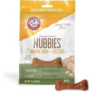 Arm & Hammer for Pets Nubbies Dental Treats Value Size – Baking Soda & Calcium Dog Dental Chews, Helps Scrub Plaque & Tartar While Chewing, Peanut Butter Flavor, 139 Count, 52.8 Oz – 6 Pack(Peanut Butter)