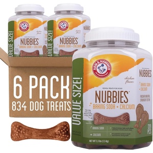 Arm & Hammer for Pets Nubbies Dental Treats Value Size Baking Soda Calcium Dog Dental Chews Nubbed Texture Scrubs Plaque Tartar Chicken Flavor 139 Count 52.8 OZ Bag 6 Pack