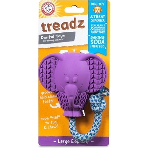Arm and Hammer for Pets Super Treadz Gator Dental Chew Toy for Dogs – Reduces Plaque and Tartar Without Brushing, Baking Soda Infused, Dishwasher Safe, Dogs Up to 35 Lbs(Elephant)