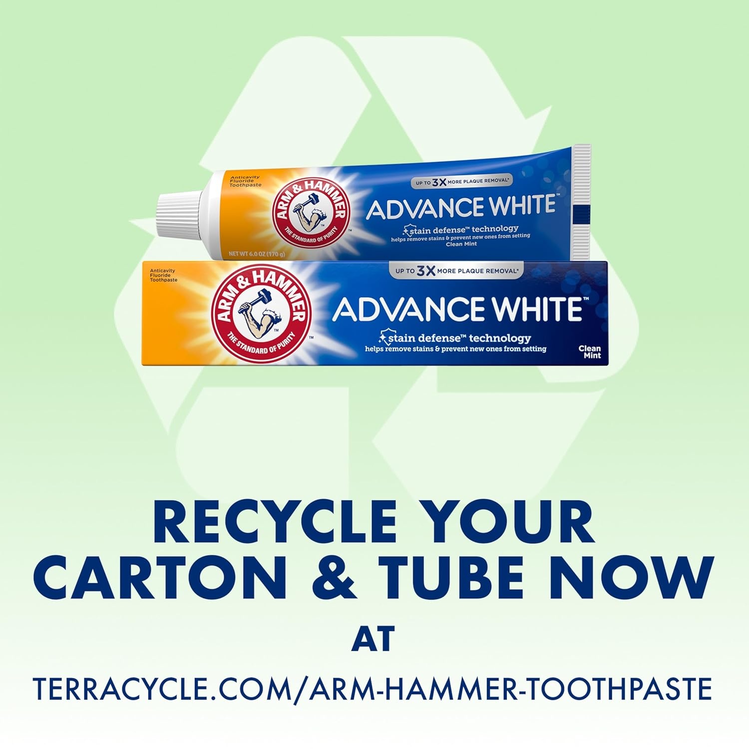 image:imageARM amp HAMMER Advance White Toothpaste Teeth Whitening Baking Soda Toothpaste with Stain Defense Technology and Fluoride Clean Mint Flavor 60 Oz 4 Pack6 Ounce Pack of 4
