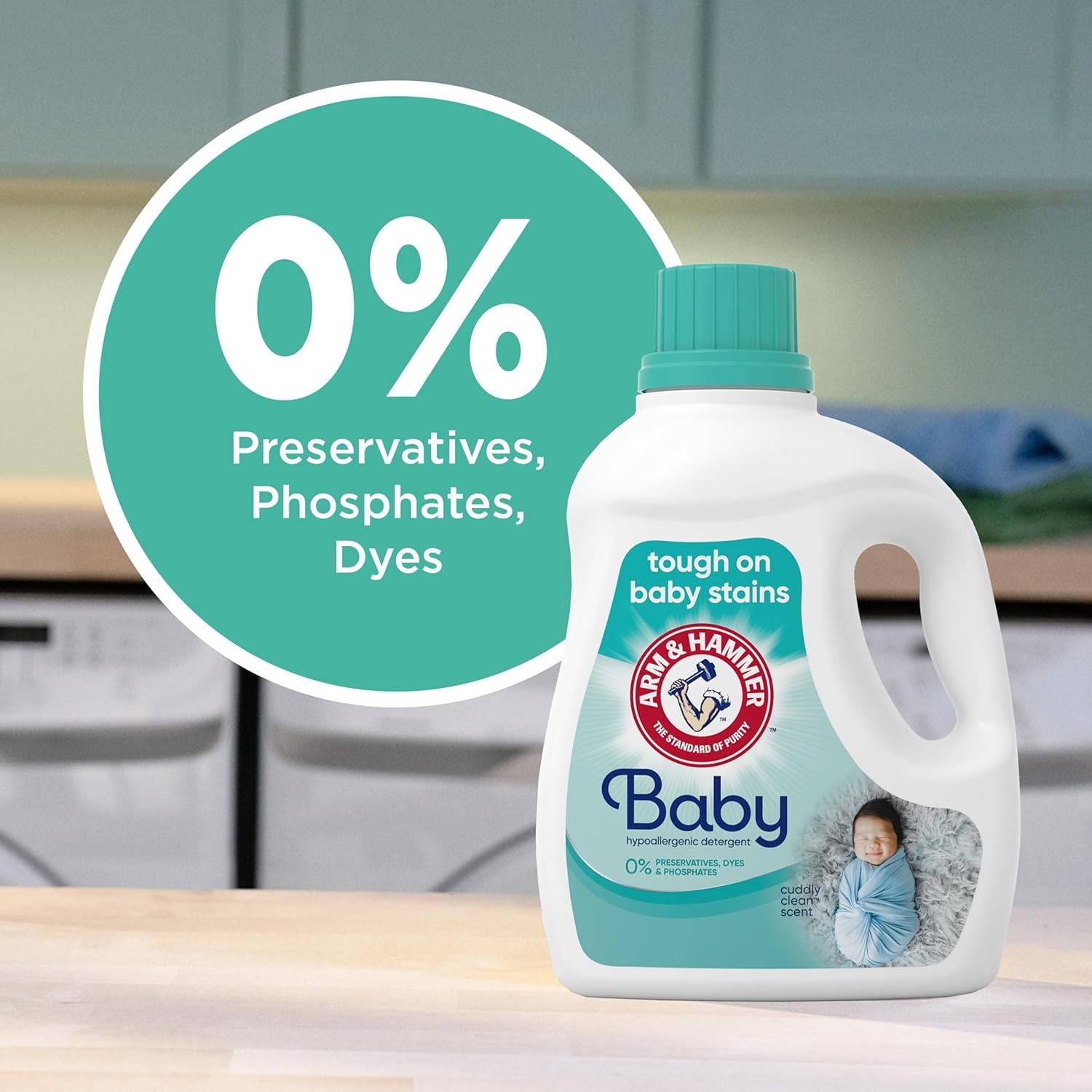 image:imageARM amp HAMMER Baby 77 Loads Hypoallergenic Liquid Laundry Detergent 1005 fl ozCuddly Clean