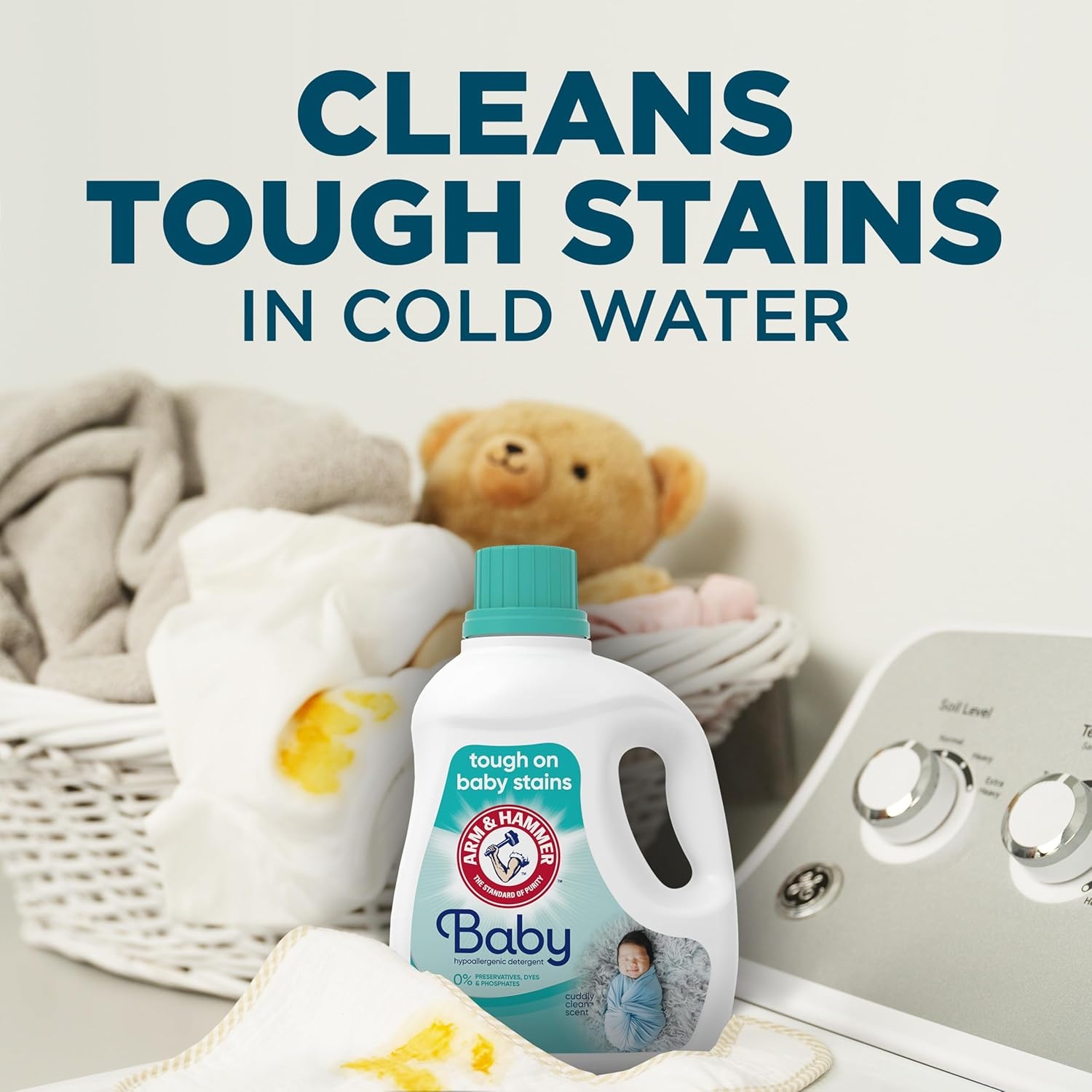 image:imageARM amp HAMMER Baby 77 Loads Hypoallergenic Liquid Laundry Detergent 1005 fl ozCuddly Clean