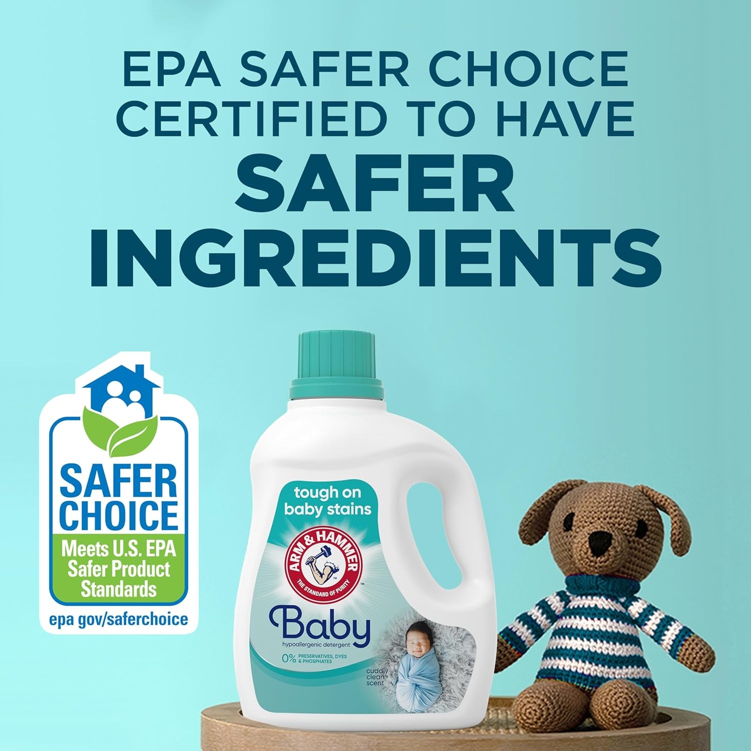 image:imageARM amp HAMMER Baby 77 Loads Hypoallergenic Liquid Laundry Detergent 1005 fl ozCuddly Clean