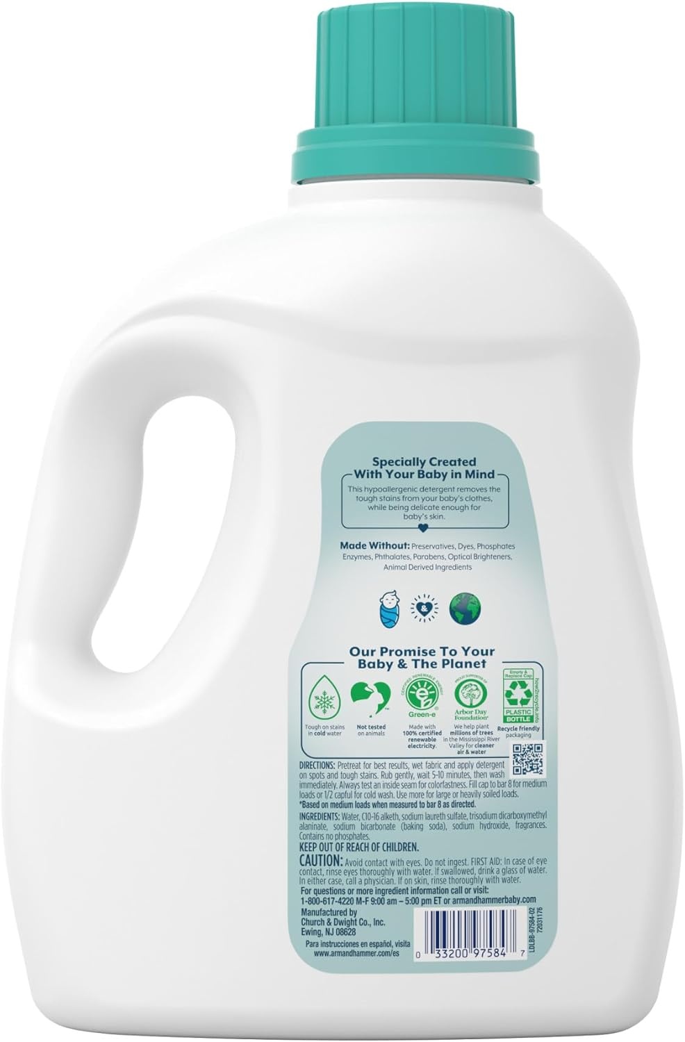 image:imageARM amp HAMMER Baby 77 Loads Hypoallergenic Liquid Laundry Detergent 1005 fl ozCuddly Clean