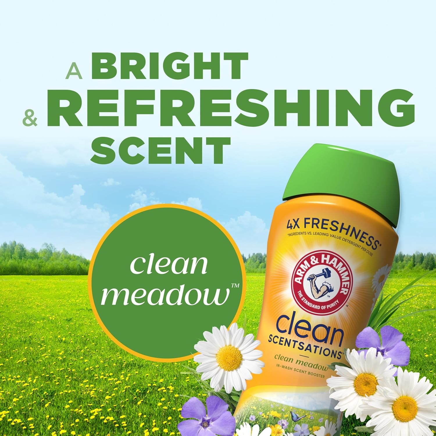 image:imageARM amp HAMMER Clean Scentsations InWash Scent Booster Laundry Scent Booster Clean Meadow scent 24 Oz24 Ounce Pack of 4