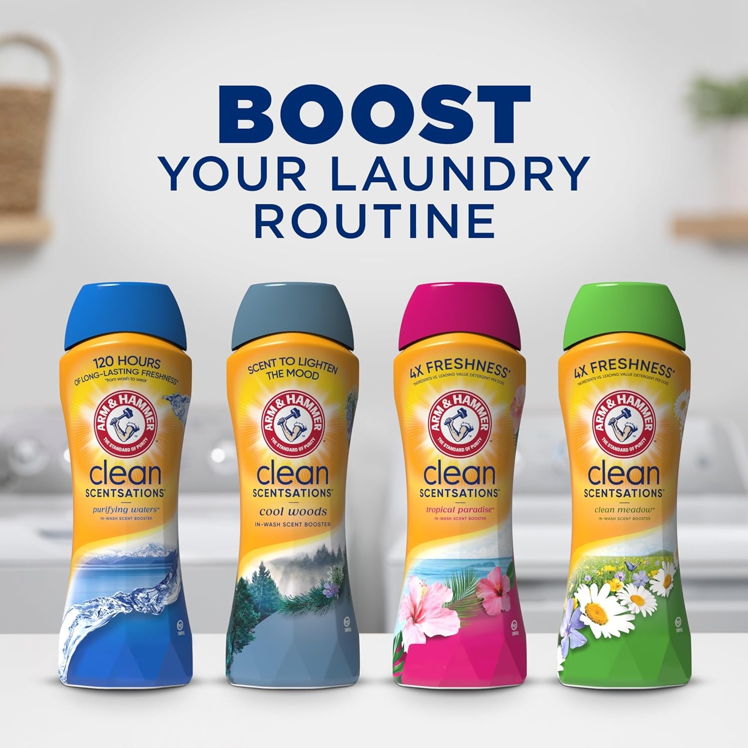 image:imageARM amp HAMMER Clean Scentsations InWash Scent Booster Laundry Scent Booster Clean Meadow scent 24 Oz24 Ounce Pack of 4
