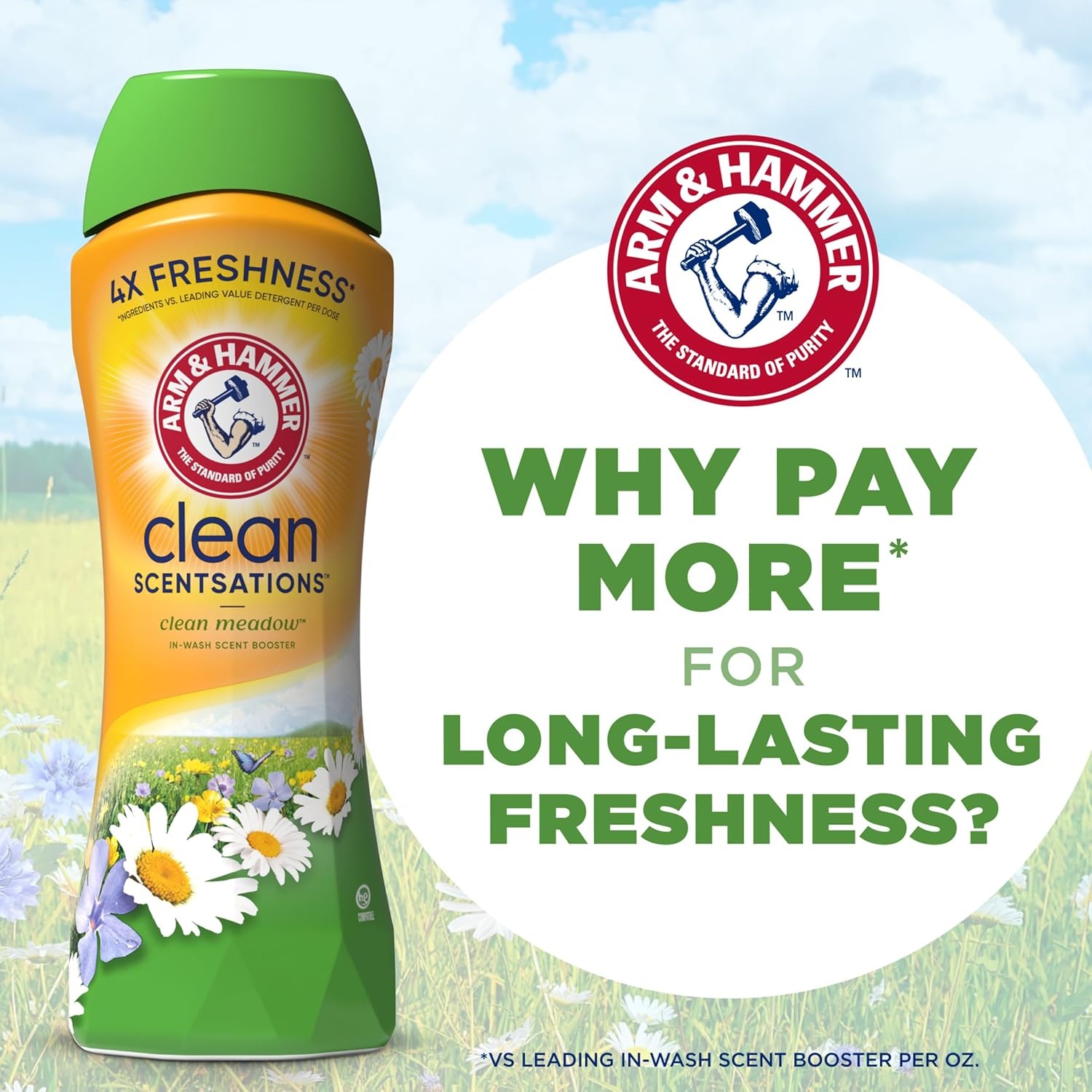 image:imageARM amp HAMMER Clean Scentsations InWash Scent Booster Laundry Scent Booster Clean Meadow scent 24 Oz24 Ounce Pack of 4