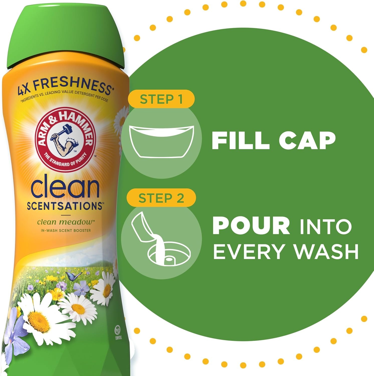 image:imageARM amp HAMMER Clean Scentsations InWash Scent Booster Laundry Scent Booster Clean Meadow scent 24 Oz24 Ounce Pack of 4