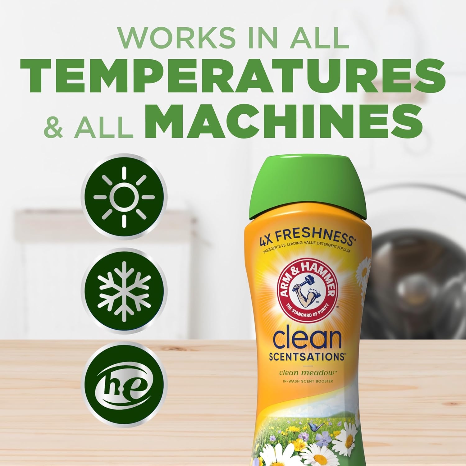 image:imageARM amp HAMMER Clean Scentsations InWash Scent Booster Laundry Scent Booster Clean Meadow scent 24 Oz24 Ounce Pack of 4