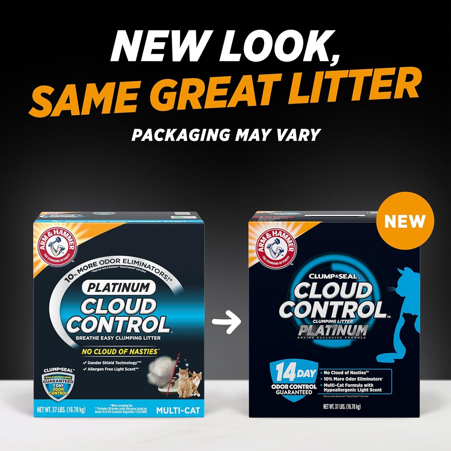 image:imageARM amp HAMMER Clump amp Seal SLIDE Platinum MultiCat Clumping Cat Litter Easy Clean Technology with No Scrubbing 14Day Odor Control 37 lbsCloud Control Platinum Clumping Litter
