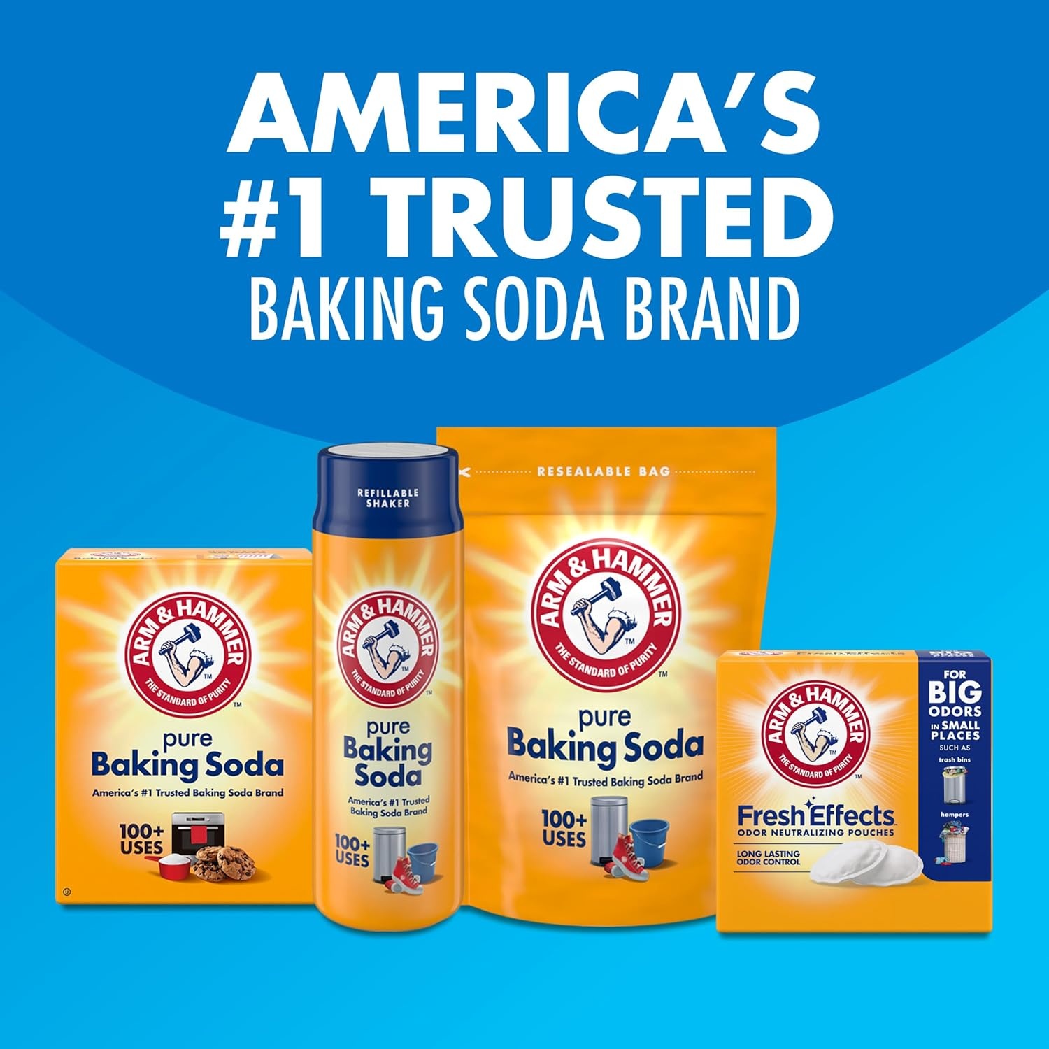image:imageARM amp HAMMER Fresh Effects Odor Neutralizing Baking Soda Pouches LongLasting FragranceFree Odor Absorber for Shoes Cars Home amp Small Spaces 5 Count