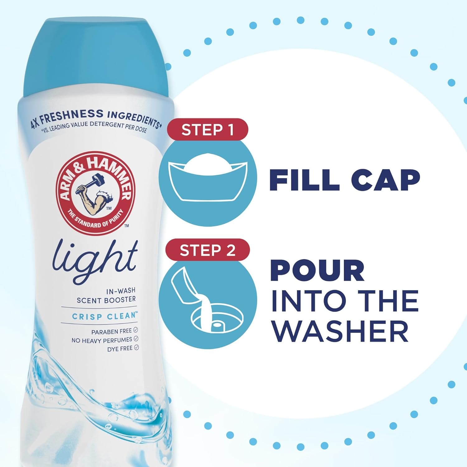 image:imageARM amp HAMMER Light InWash Scent Booster Laundry Scent Booster Crisp Clean scent 24 Oz24 Ounce Pack of 4