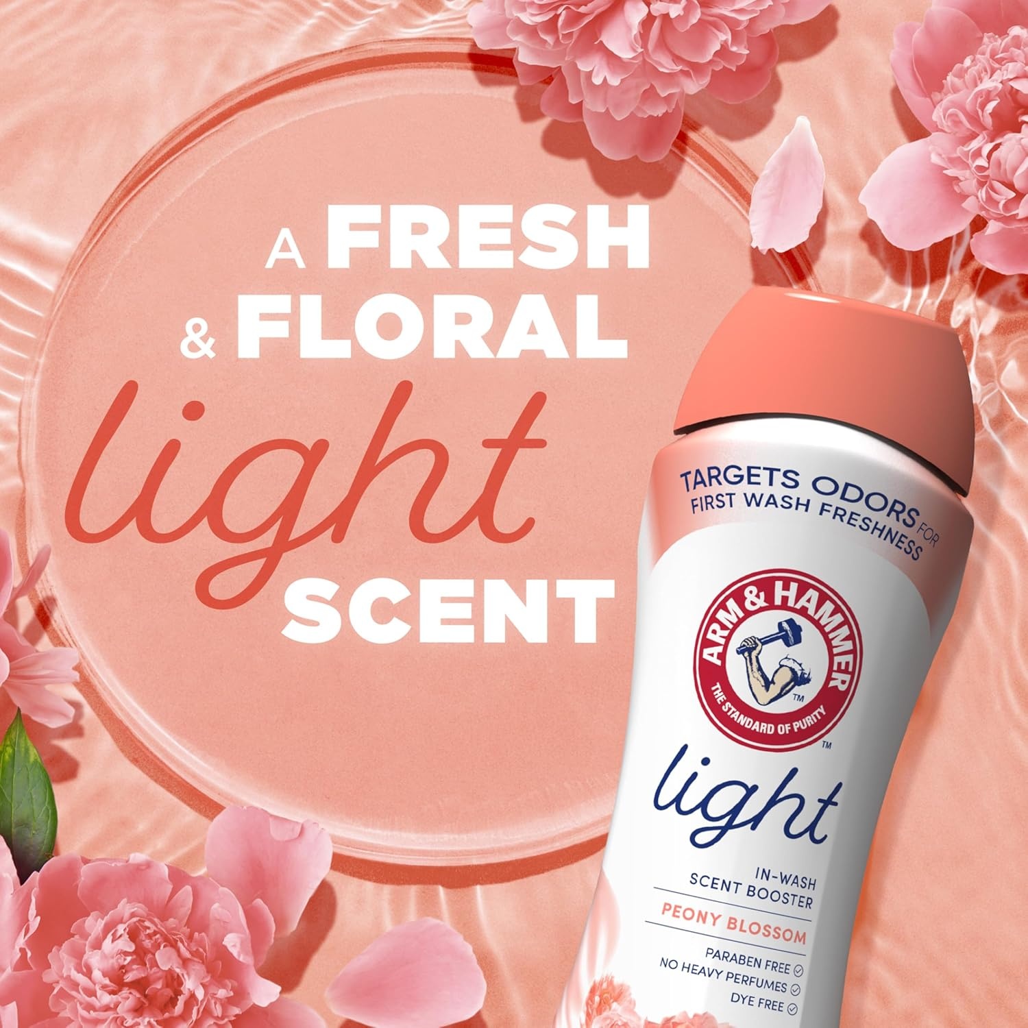 image:imageARM amp HAMMER Light InWash Scent Booster No Heavy Perfumes No Dyes No Parabens Peony Blossom Scent 24 Oz24 Ounce Pack of 1