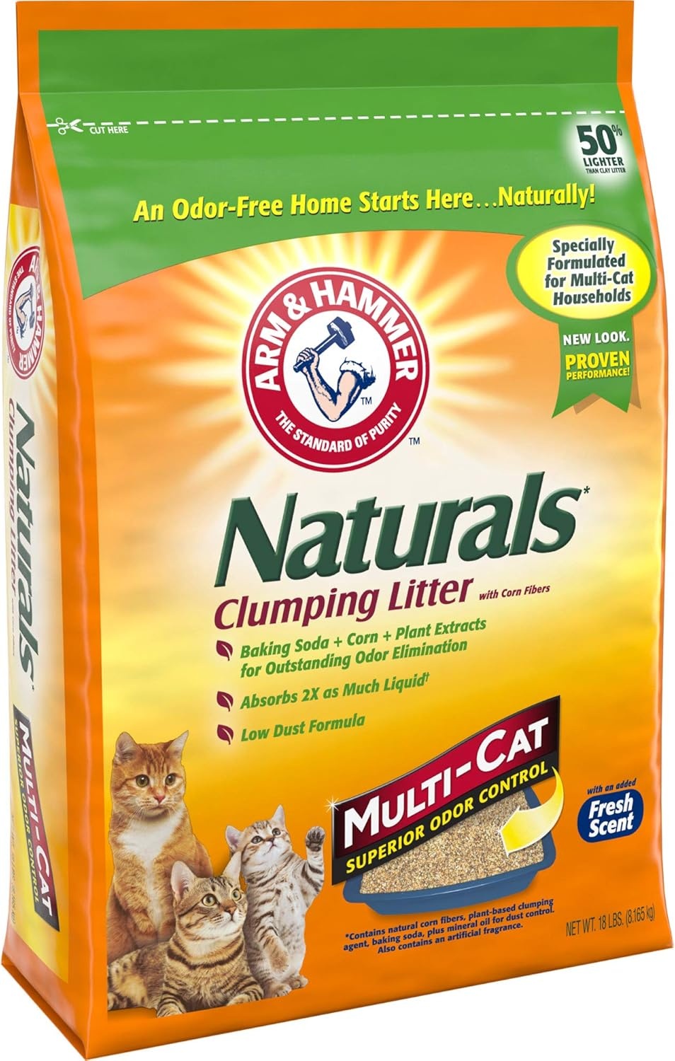 image:imageARM amp HAMMER Naturals Clumping Cat Litter Odor Control Multi Cat Litter 18 lb Bag18 Lbs
