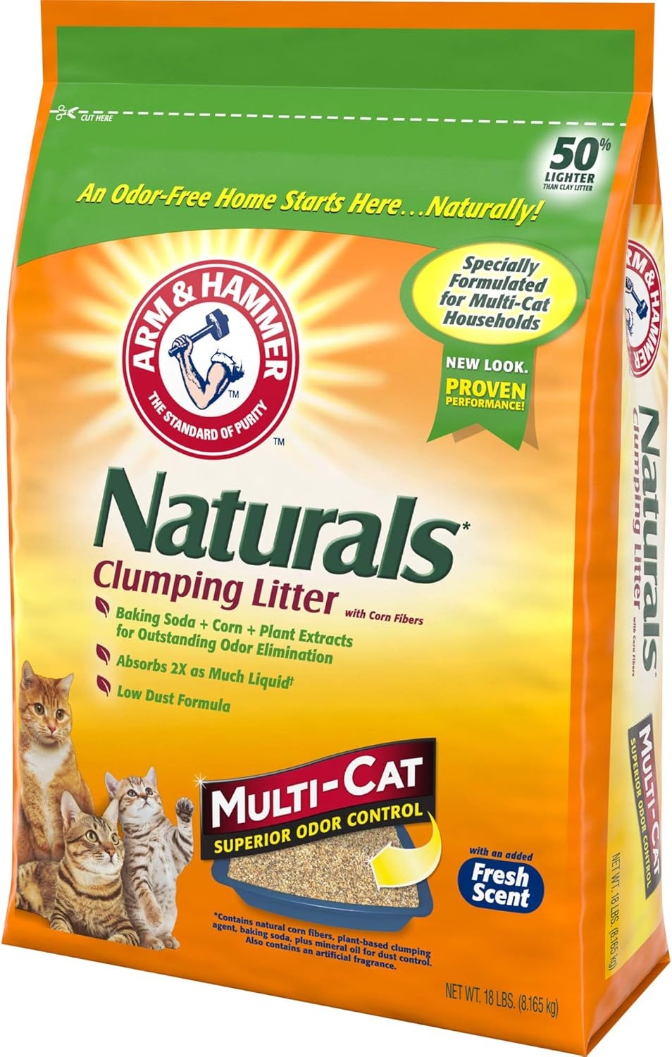 image:imageARM amp HAMMER Naturals Clumping Cat Litter Odor Control Multi Cat Litter 18 lb Bag18 Lbs