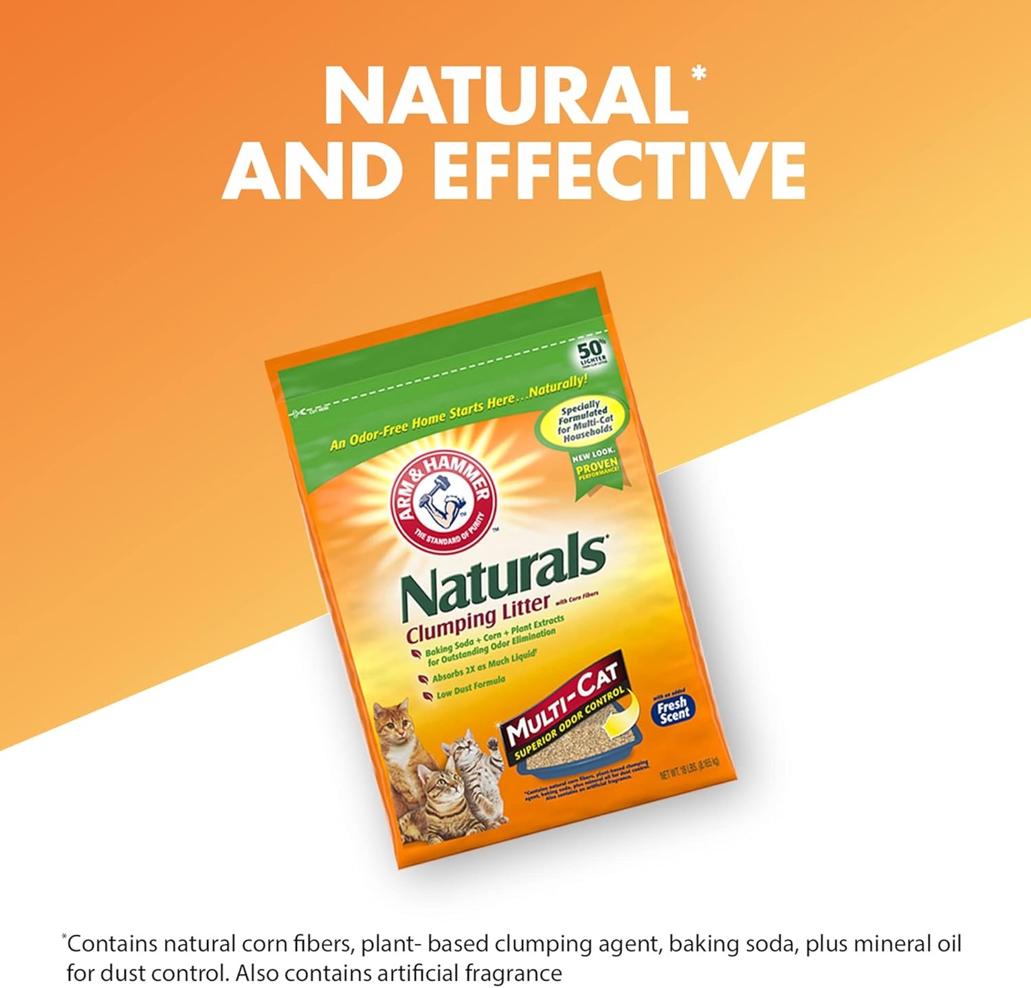 image:imageARM amp HAMMER Naturals Clumping Cat Litter Odor Control Multi Cat Litter 18 lb Bag18 Lbs Pack of 2