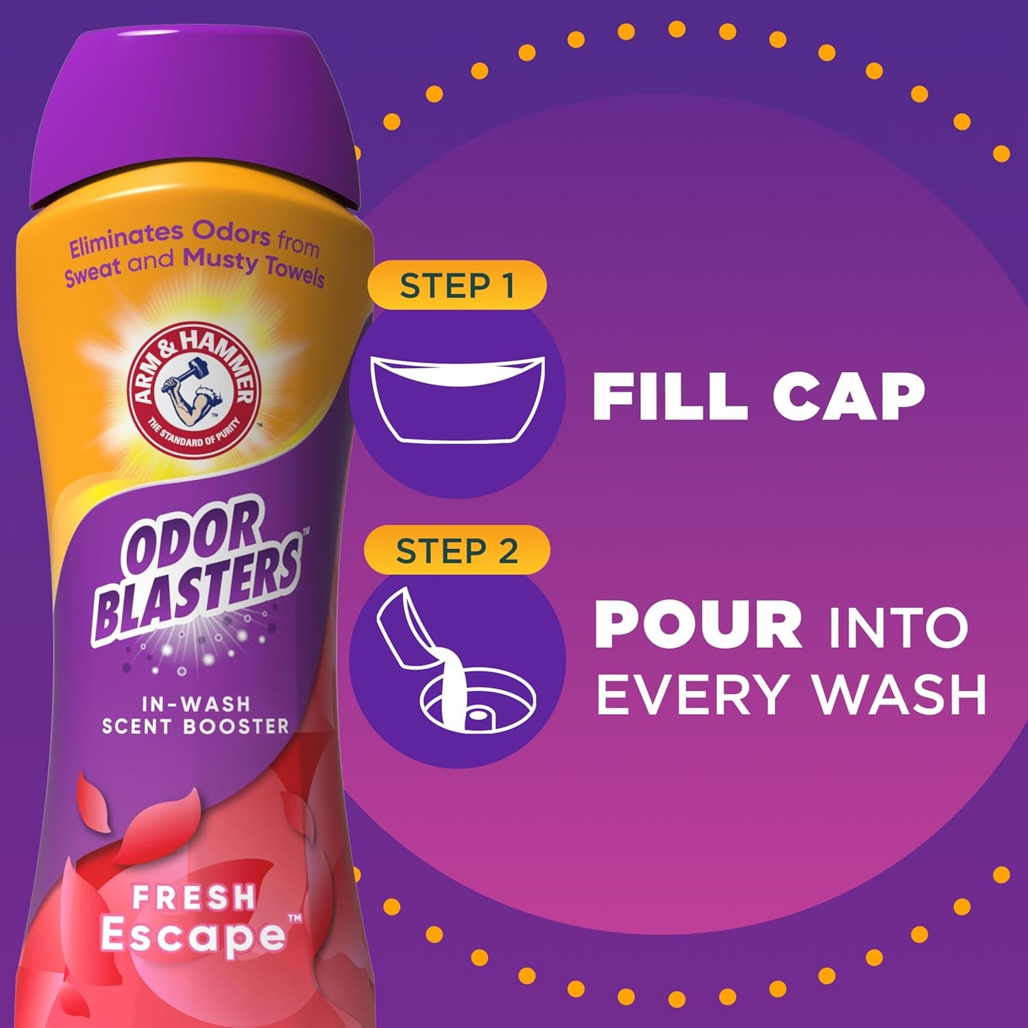image:imageARM amp HAMMER Odor Blasters InWash Scent Booster Laundry Scent Booster Fresh Escape scent 24 Oz24 Ounce Pack of 1