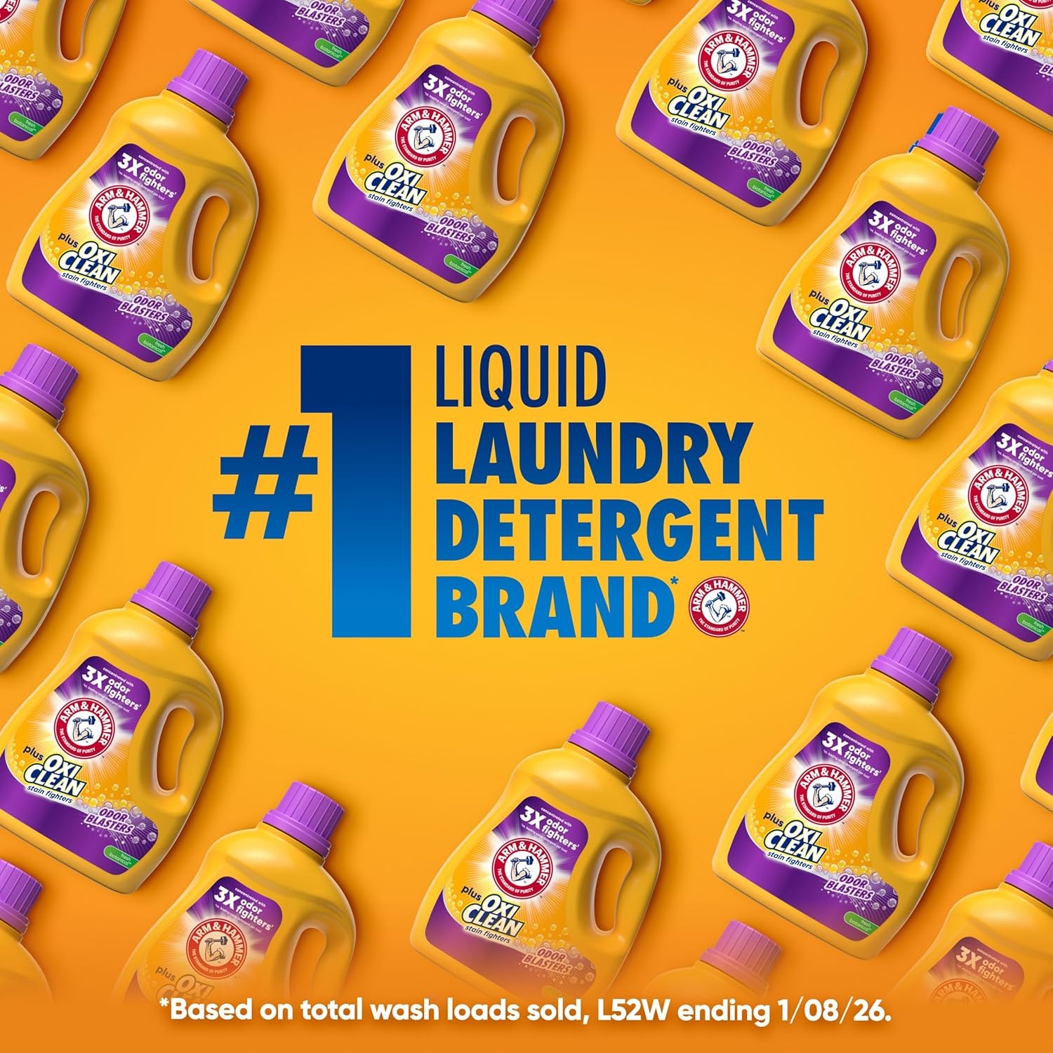 image:imageARM amp HAMMER Plus OxiClean with Odor Blasters Liquid Laundry Detergent Laundry Odor Remover Attacks Stains Fresh Botanical Scent 74 Loads 962 Fl OzFresh Botanical