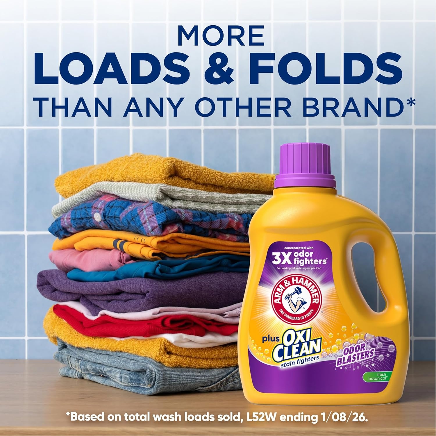 image:imageARM amp HAMMER Plus OxiClean with Odor Blasters Liquid Laundry Detergent Laundry Odor Remover Attacks Stains Fresh Botanical Scent 74 Loads 962 Fl OzFresh Botanical