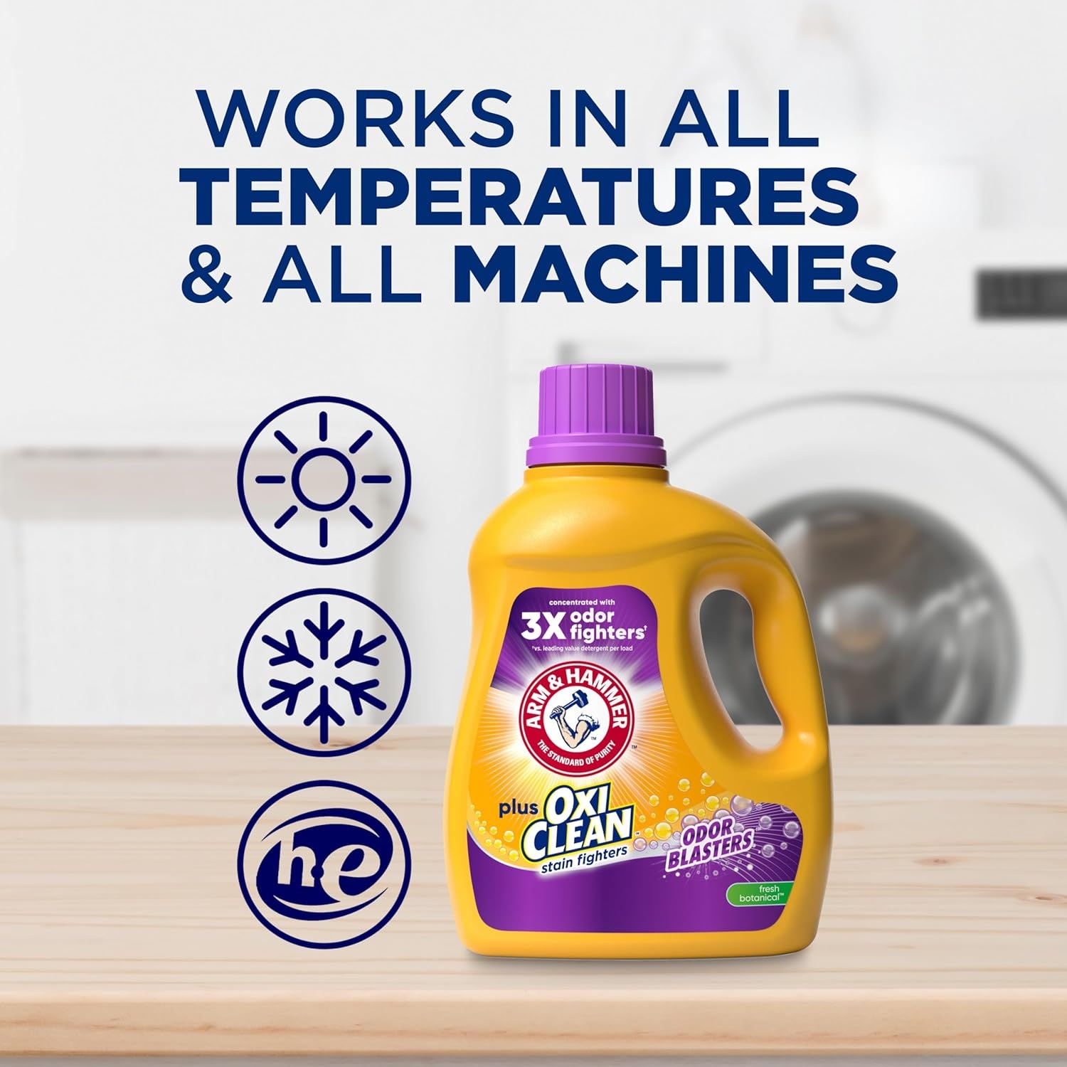 image:imageARM amp HAMMER Plus OxiClean with Odor Blasters Liquid Laundry Detergent Laundry Odor Remover Attacks Stains Fresh Botanical Scent 74 Loads 962 Fl OzFresh Botanical