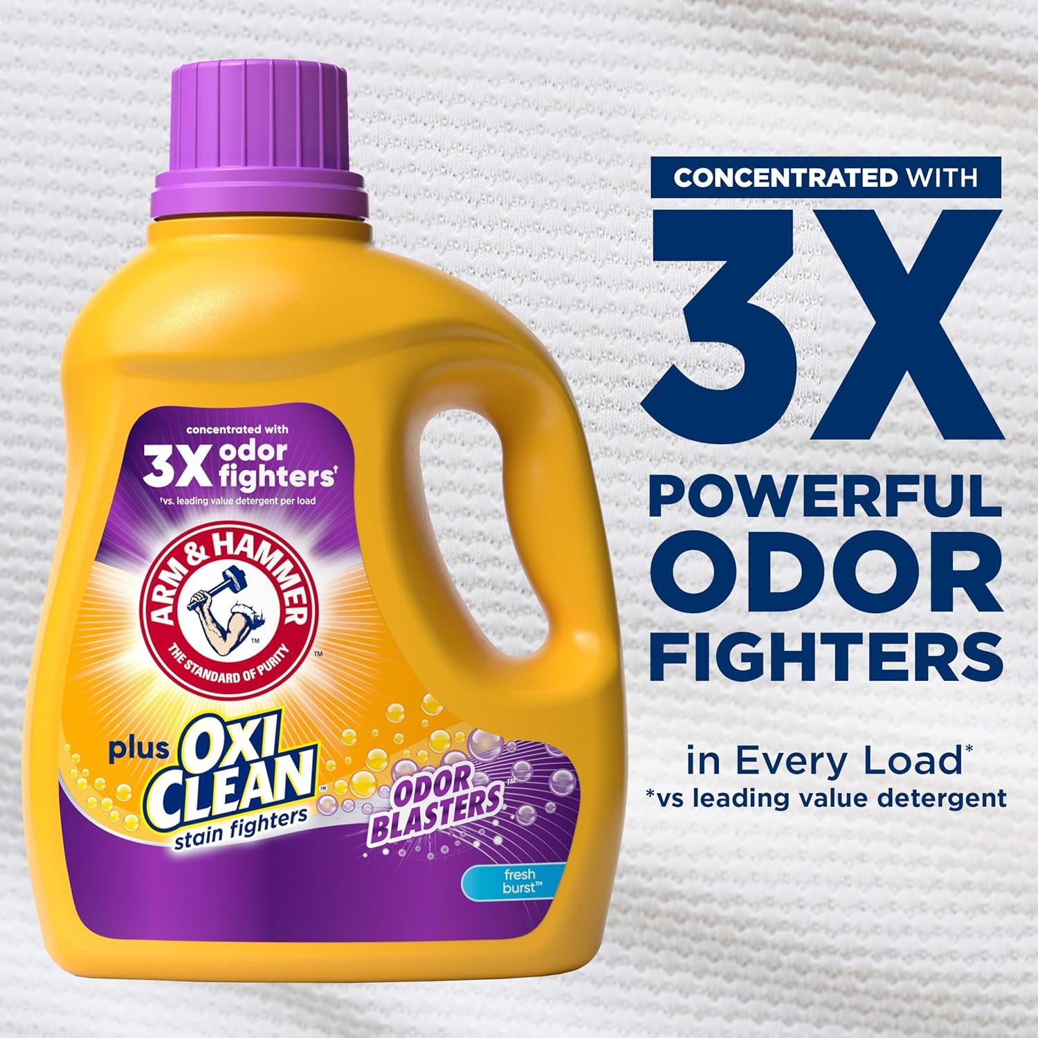 image:imageARM amp HAMMER Plus OxiClean with Odor Blasters Liquid Laundry Detergent Laundry Odor Remover Attacks Stains Fresh Botanical Scent 74 Loads 962 Fl OzFresh Burst