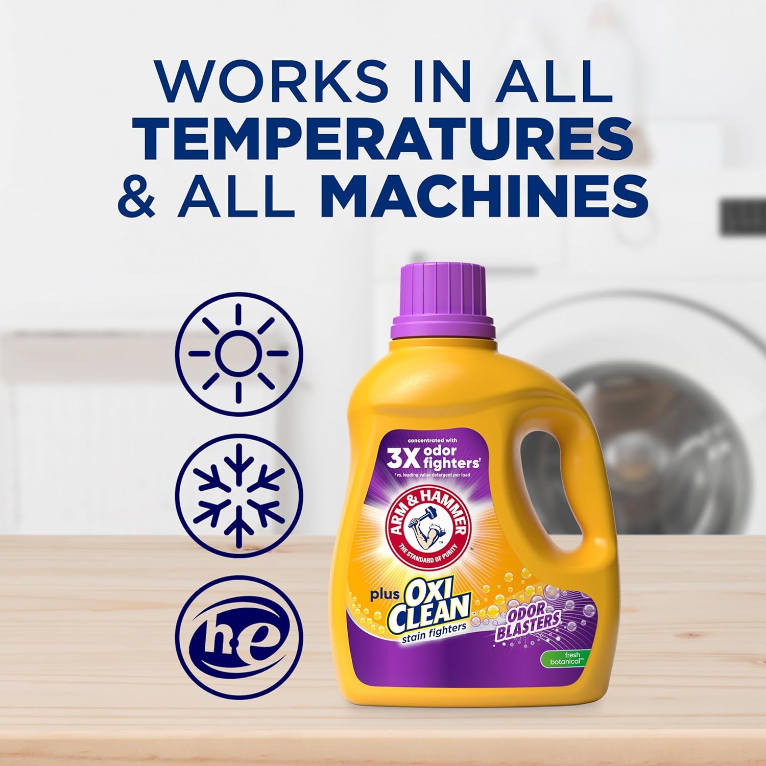 image:imageARM amp HAMMER Plus OxiClean with Odor Blasters Liquid Laundry Detergent Laundry Odor Remover Attacks Stains Fresh Botanical Scent 74 Loads 962 Fl OzFresh Botanical