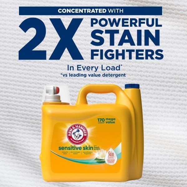 image:imageARM amp HAMMER Sensitive Skin Liquid Laundry Detergent Fresh Scent 105 fl oz 105 LoadsFresh Scent