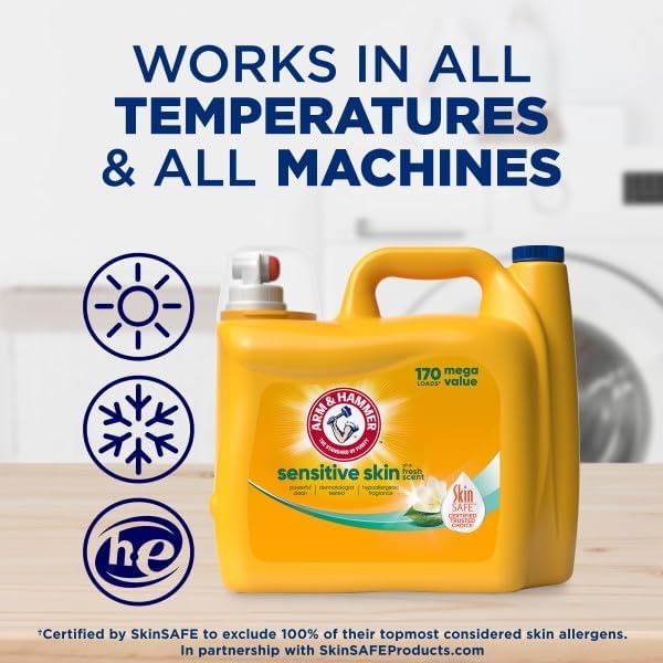 image:imageARM amp HAMMER Sensitive Skin Liquid Laundry Detergent Fresh Scent 105 fl oz 105 LoadsFresh Scent