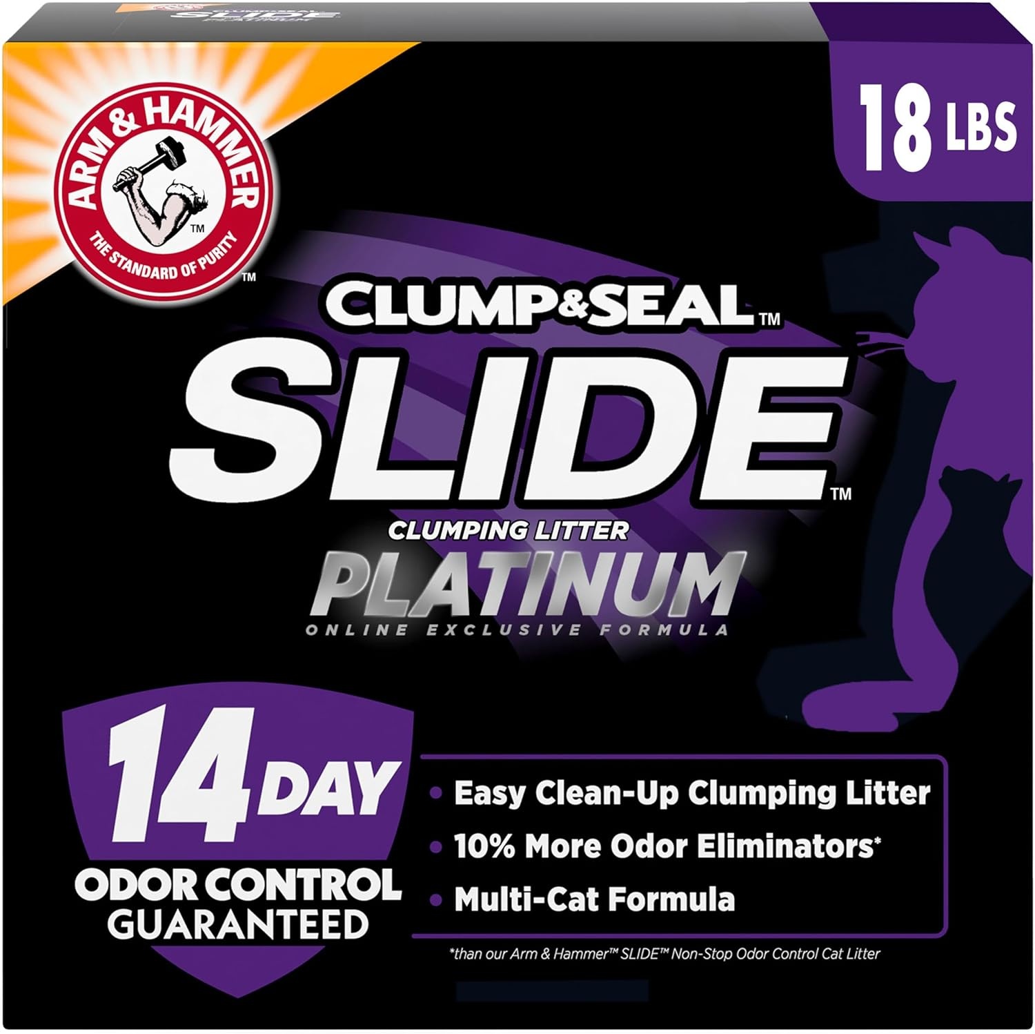 image:imageARM amp Hammer Clump amp Seal Platinum Cat Litter MultiCat Clumping Litter Forms RockHard Clumps Powerful Odor Eliminators with Baking Soda 14Day Odor Control 18 lbs18 lbs