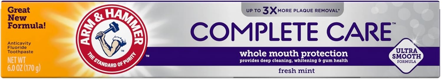 image:imageARM amp Hammer Complete Care Toothpaste Teeth Whitening Toothpaste with Baking Soda Fluoride Whole Mouth Protection Fresh Mint Flavor 60 oz Pack of 4Mint