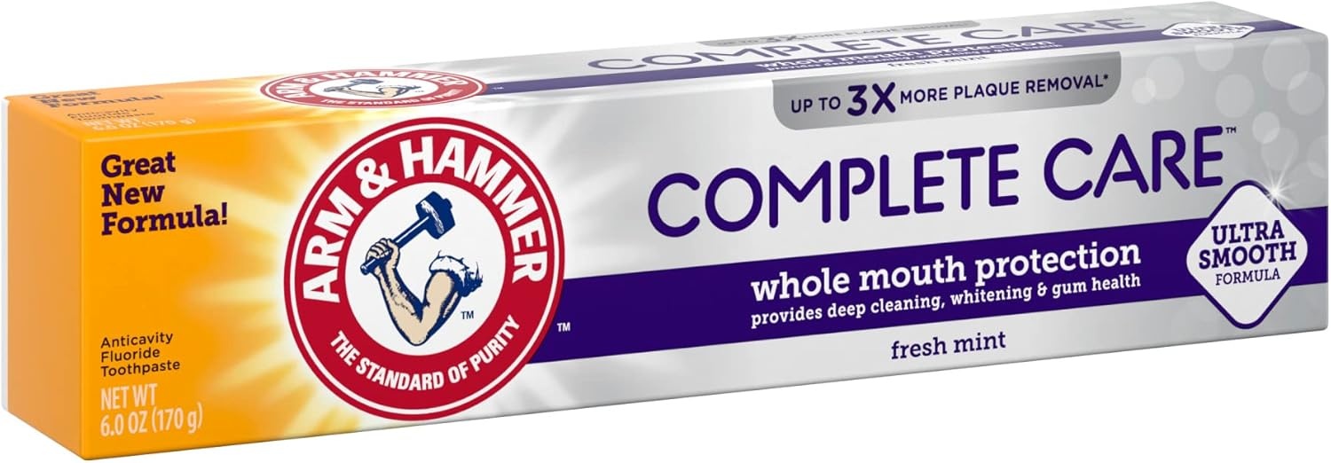 image:imageARM amp Hammer Complete Care Toothpaste Teeth Whitening Toothpaste with Baking Soda Fluoride Whole Mouth Protection Fresh Mint Flavor 60 oz Pack of 4Mint