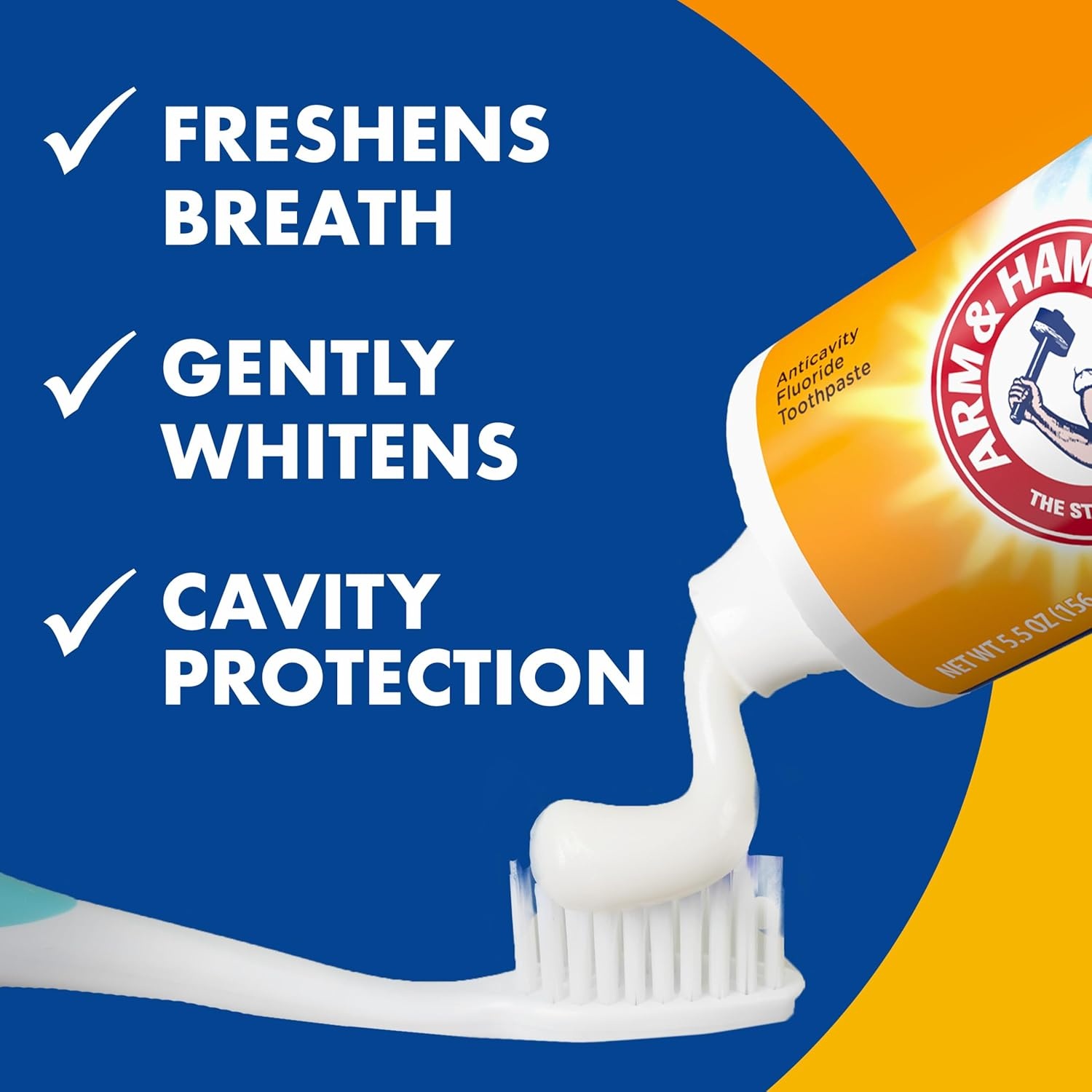 image:imageARM amp Hammer Toothpaste Plus TheraBreath Breath Fresheners ICY Mint Flavor Teeth Whitening Toothpaste Anticavity Fluoride for Bad Breath 55 Oz Pack of 255 Ounce Pack of 4