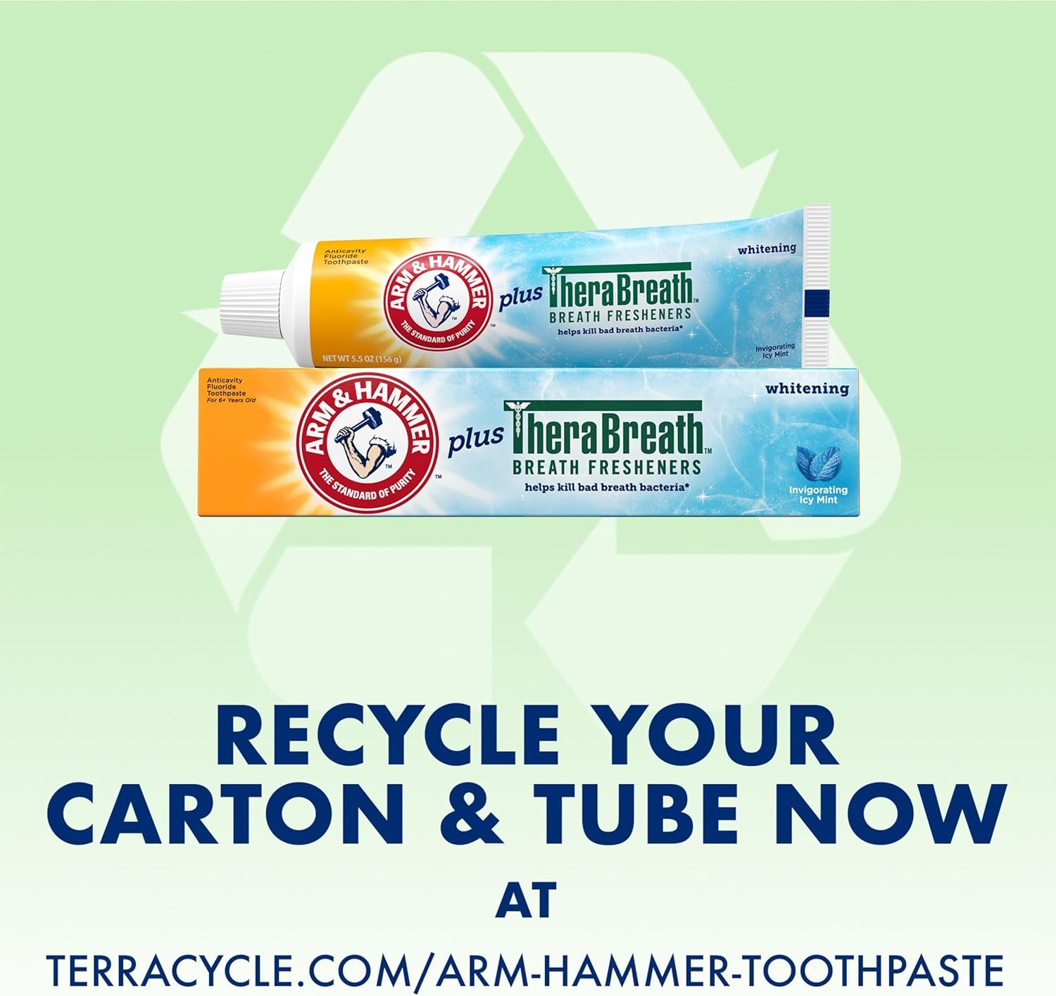 image:imageARM amp Hammer Toothpaste Plus TheraBreath Breath Fresheners ICY Mint Flavor Teeth Whitening Toothpaste Anticavity Fluoride for Bad Breath 55 Oz Pack of 255 Ounce Pack of 2