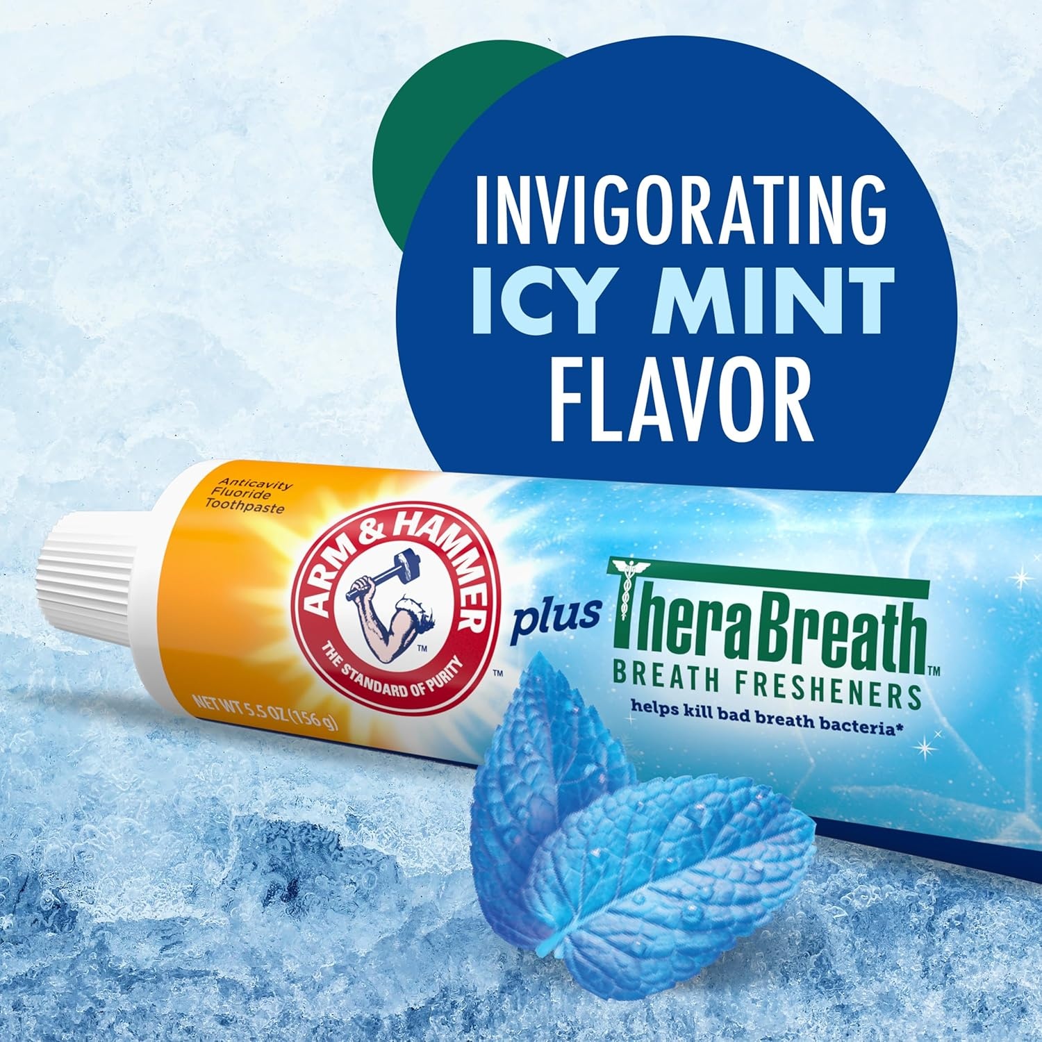 image:imageARM amp Hammer Toothpaste Plus TheraBreath Breath Fresheners ICY Mint Flavor Teeth Whitening Toothpaste Anticavity Fluoride for Bad Breath 55 Oz Pack of 255 Ounce Pack of 12