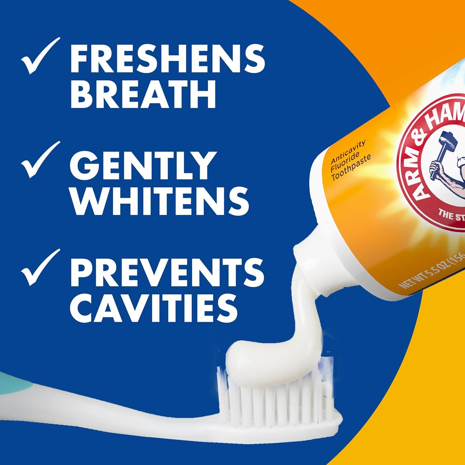 image:imageARM amp Hammer Toothpaste Plus TheraBreath Breath Fresheners ICY Mint Flavor Teeth Whitening Toothpaste Anticavity Fluoride for Bad Breath 55 Oz Pack of 255 Ounce Pack of 2