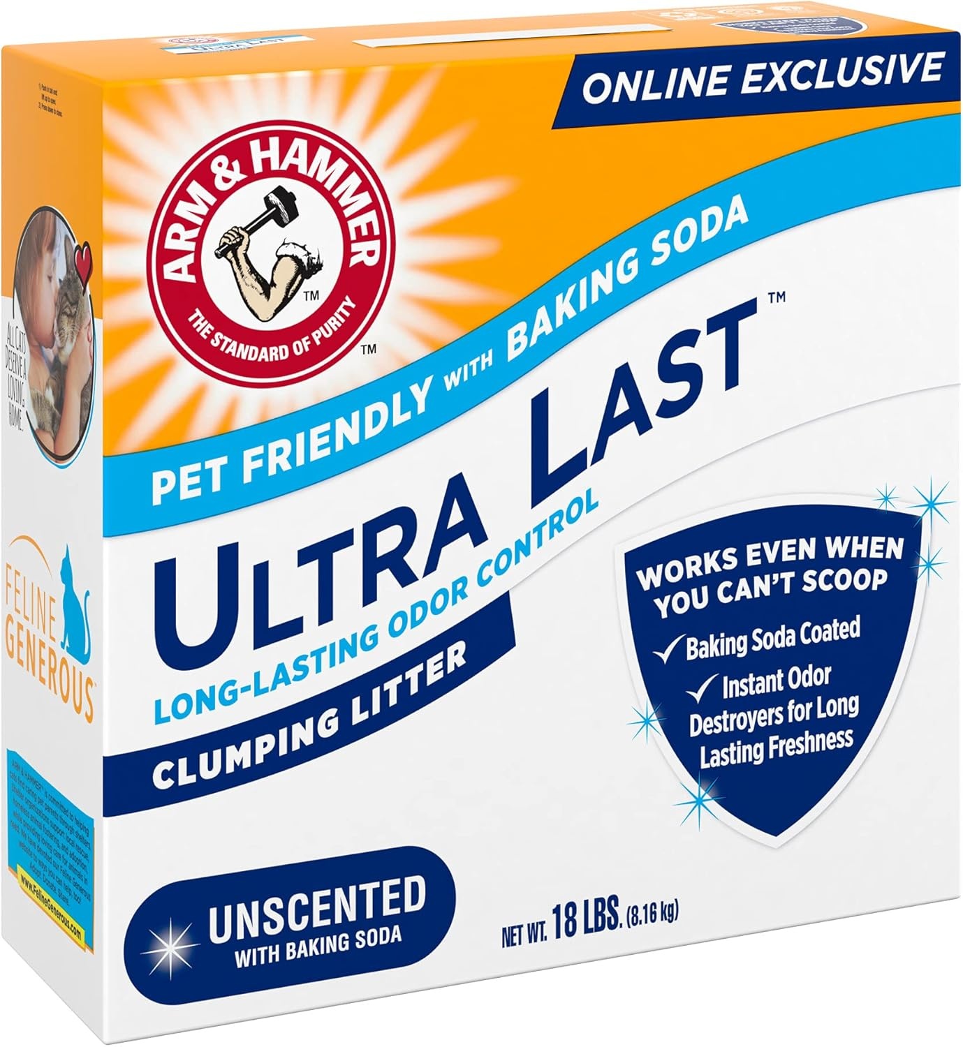 image:imageARM amp Hammer Ultra Last Clumping Cat Litter Unscented MultiCat 18 Lbs Pet Friendly with Baking Soda Odor Control Litter18 lbs Pack of 1