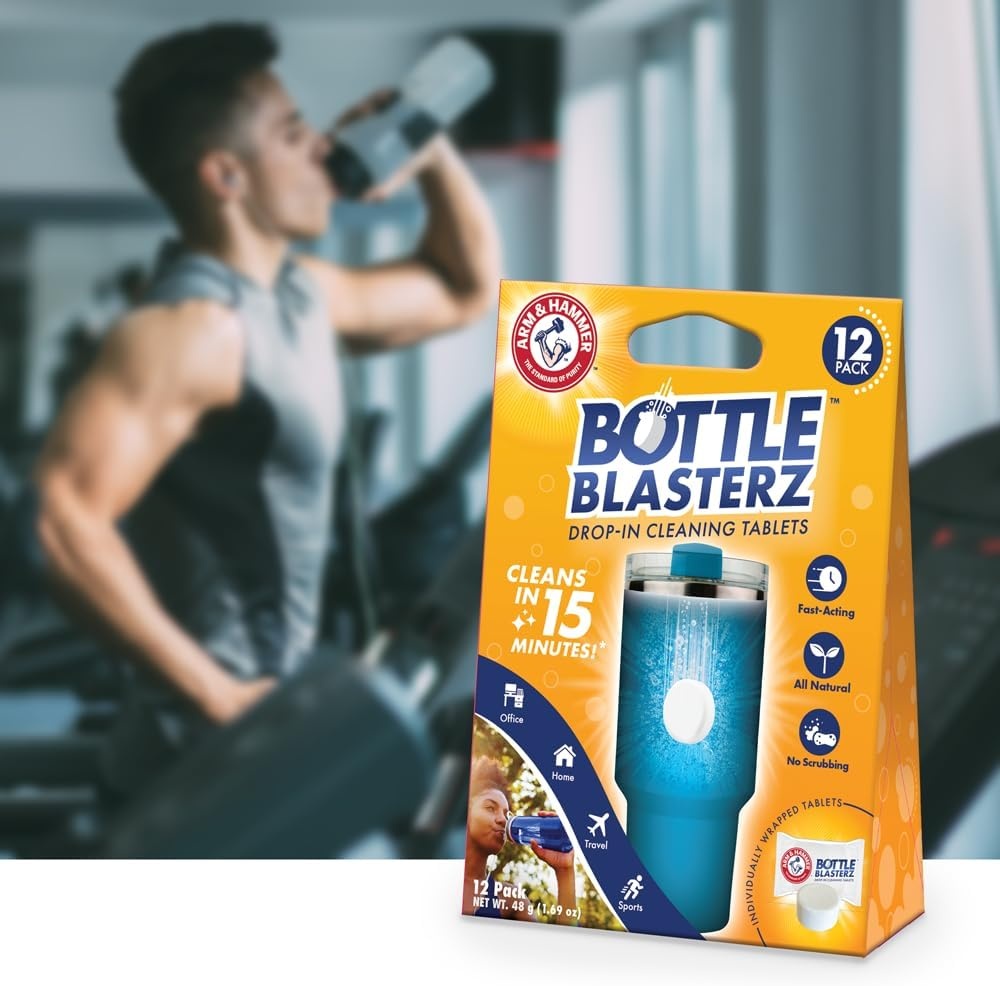 image:imageArm amp Hammer Bottle Blasterz DropIn Cleaning Tablets Perfect for Water Bottles Tumblers and Coolers AllNatural Ingredients Eliminates Odors FastActing Individually Packed 12 Count