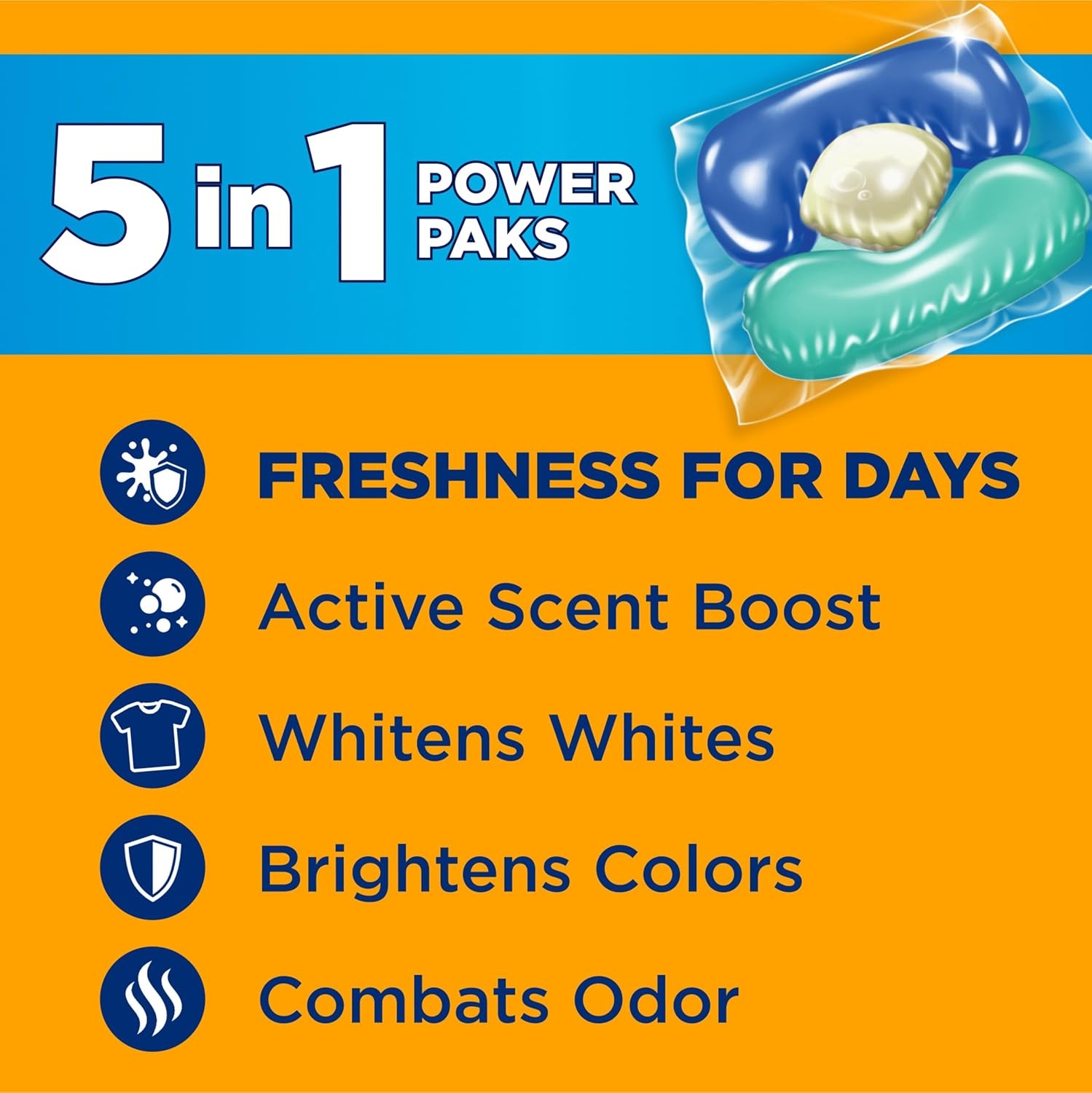 image:imageArm amp Hammer Clean Burst 5in1 Laundry Detergent Power Paks High Efficieny HE 42 CountClean Burst