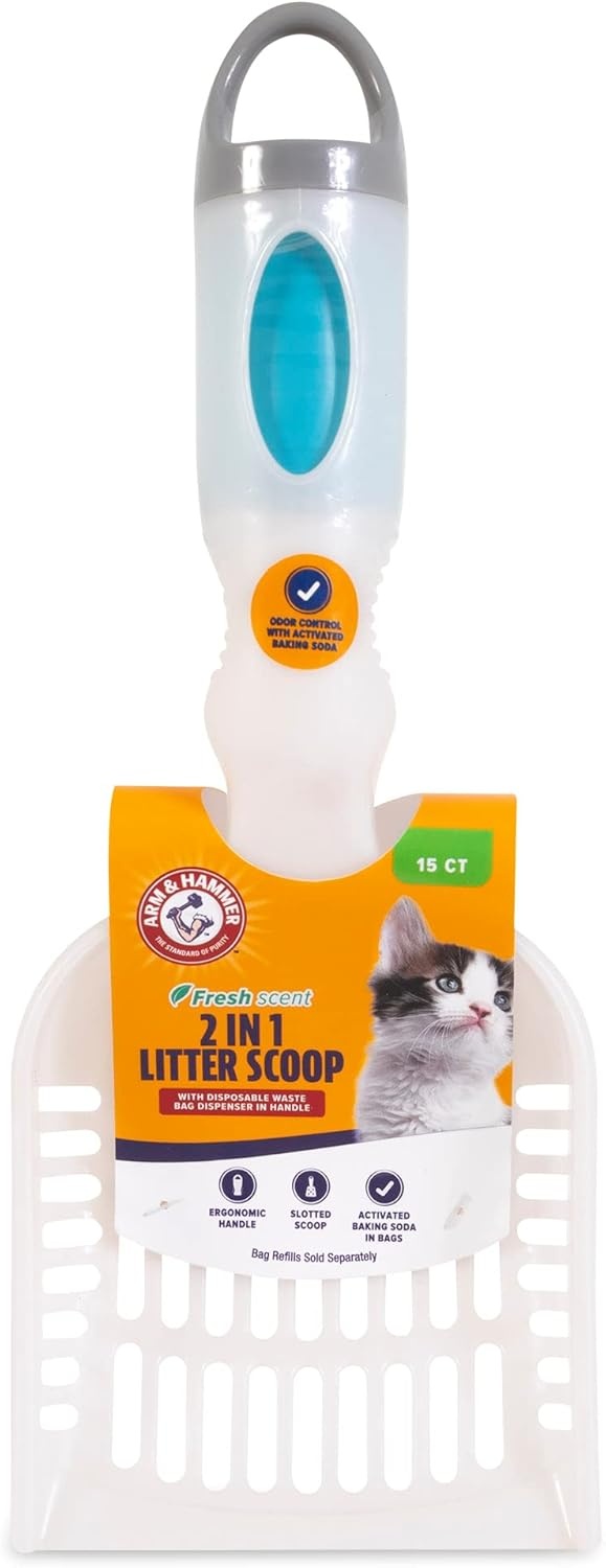 image:imageArm amp Hammer Deluxe 2in1 Cat Litter Scoop with Built In Waste Bag Dispenser Comes with 12 Waste Bags Colors May Vary
