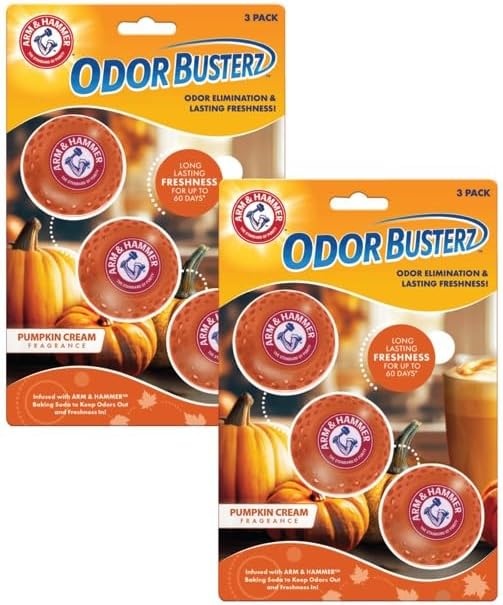 image:imageArm amp Hammer OdorBusterz Odor Eliminator Balls Lavender 3 Count Baking Soda Odor Control for Closets Drawers Hampers amp Small SpacesPumpkin Cream
