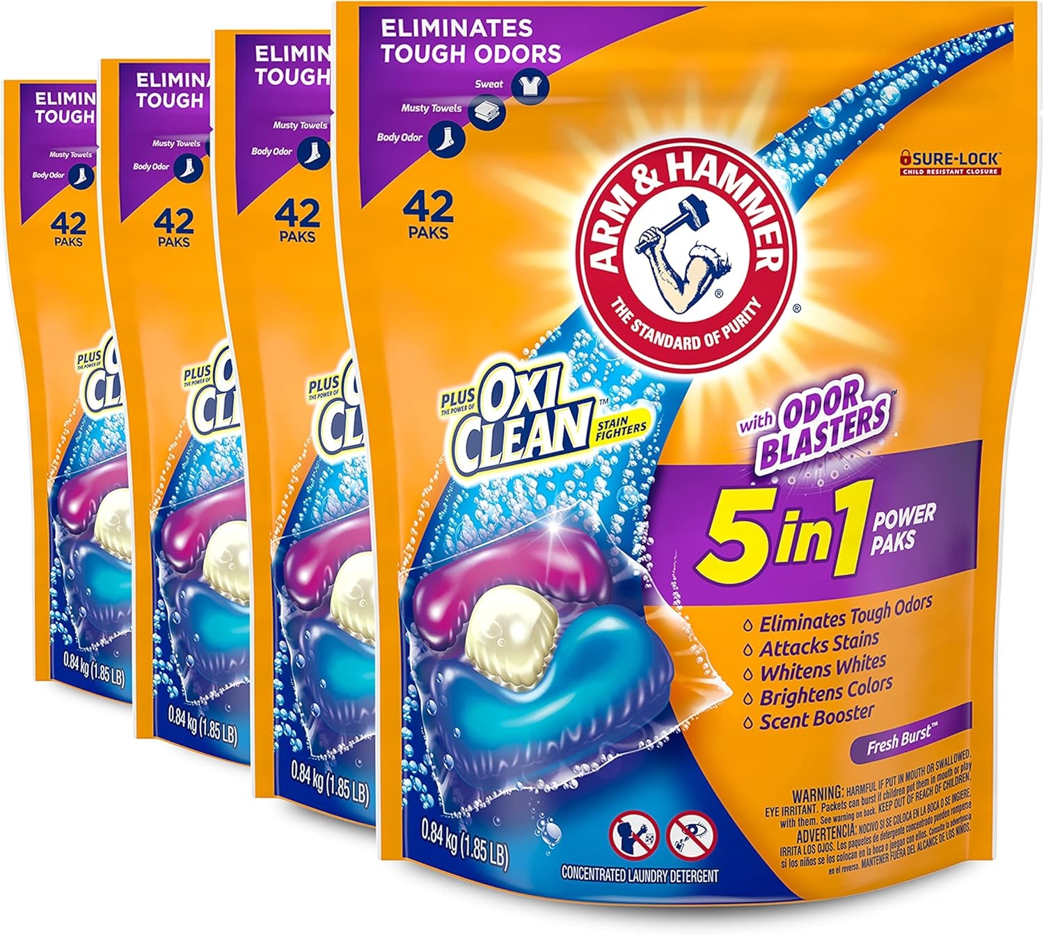 image:imageArm amp Hammer Plus Odor Blasters 5in1 42ct 4x42ct 168 CountFresh Burst