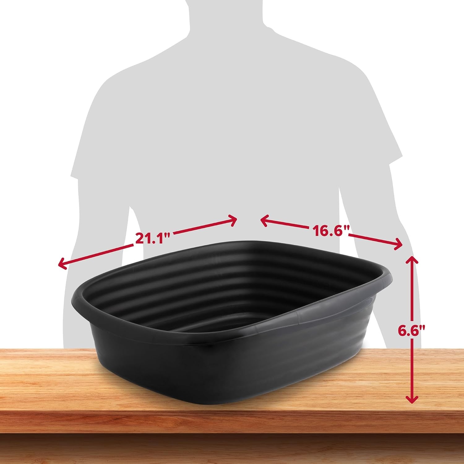 image:imageArm amp Hammer Rimmed Cat Litter Box with High Sides and Microban Made in USABlack