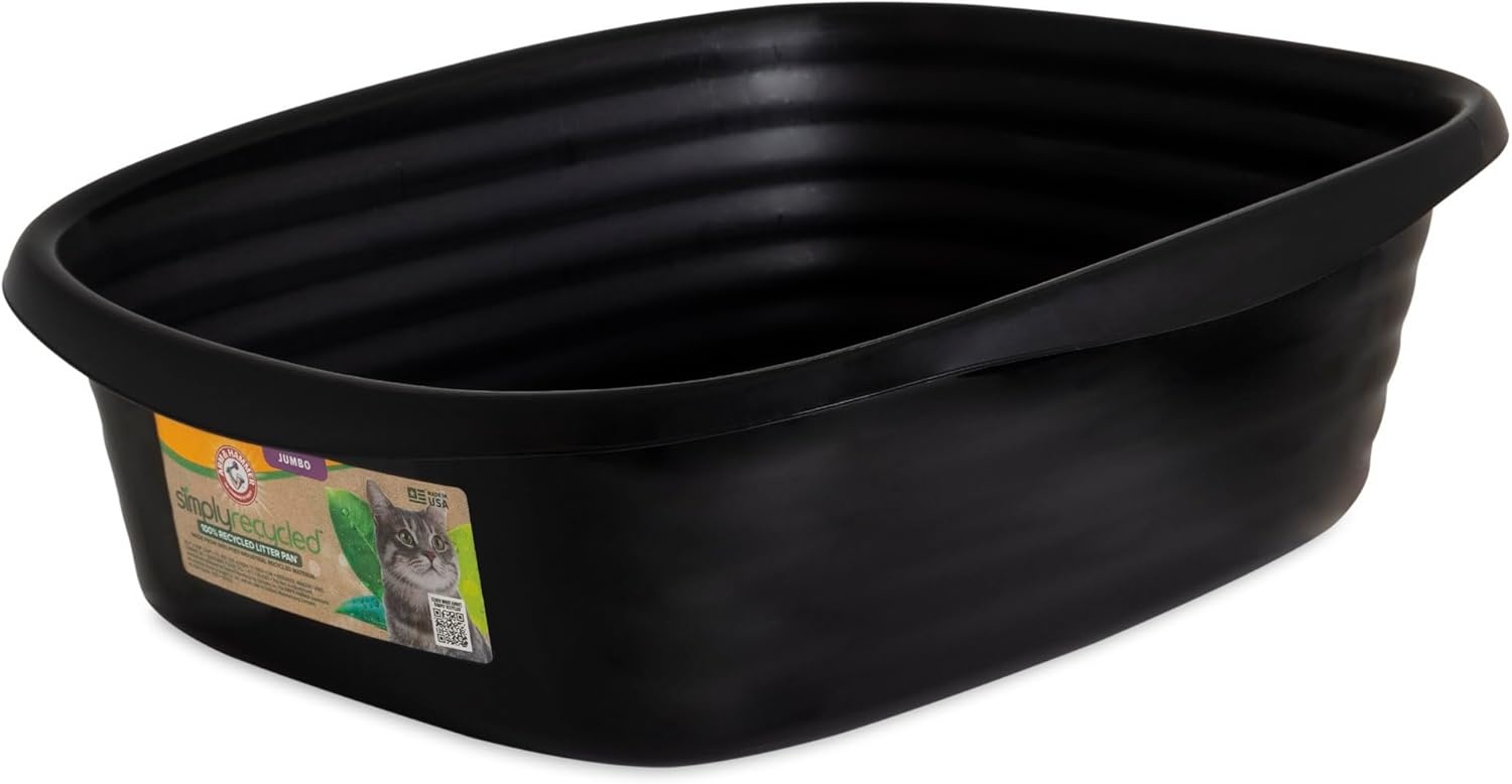 image:imageArm amp Hammer Rimmed Cat Litter Box with High Sides and Microban Made in USABlack
