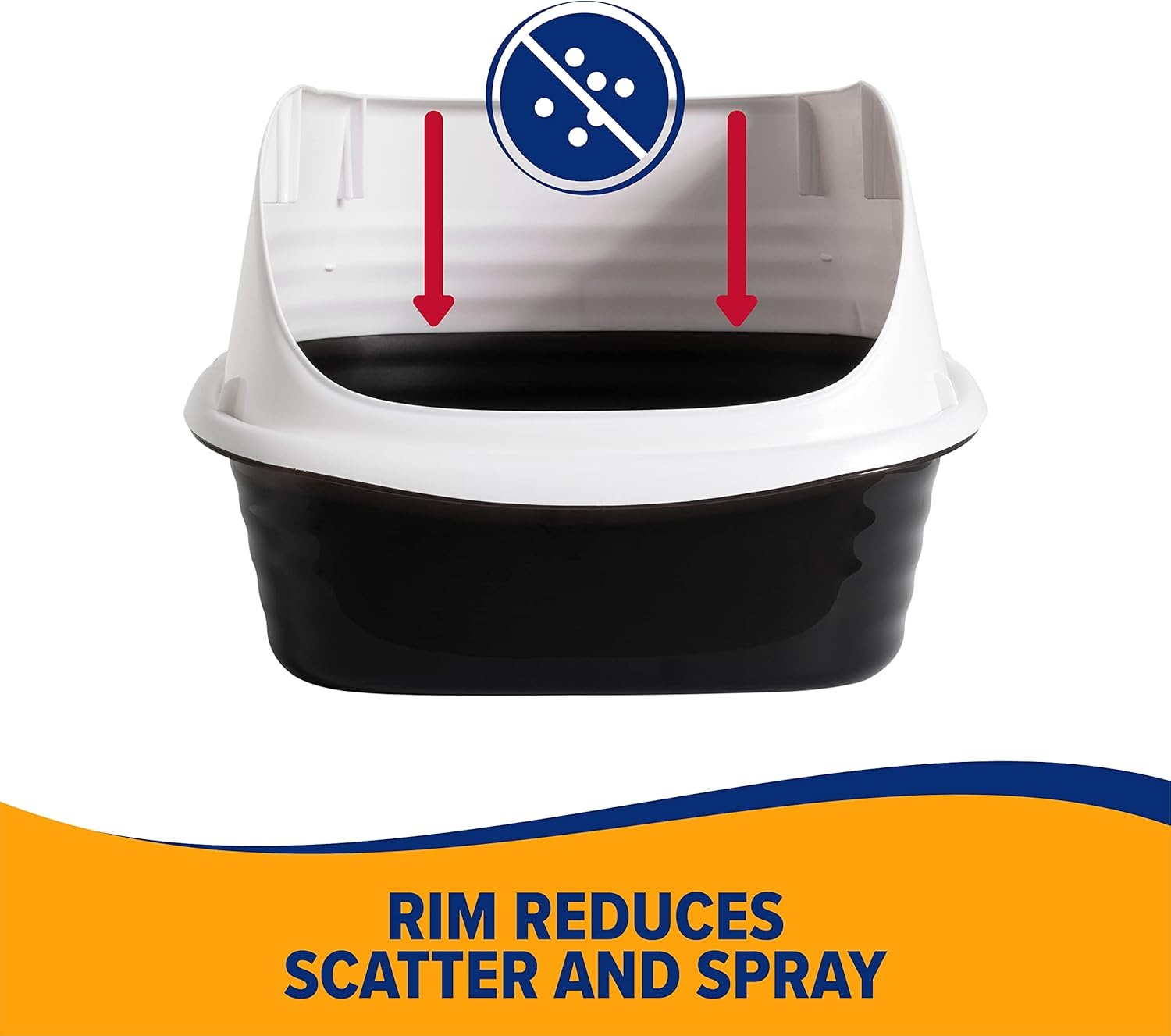 image:imageArm amp Hammer Rimmed Cat Litter Box with High Sides and Microban Made in USAPearl White Dark Gray