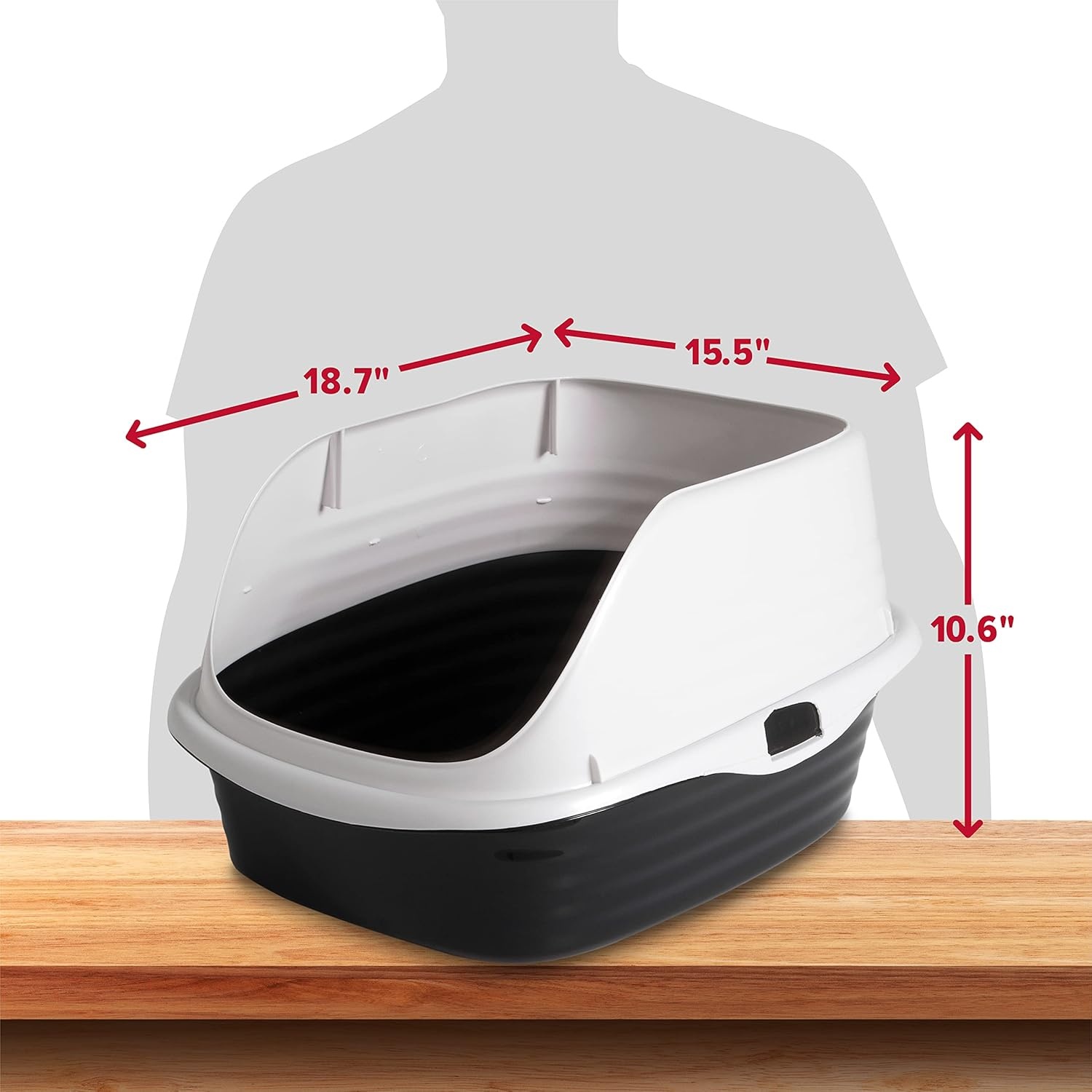 image:imageArm amp Hammer Rimmed Cat Litter Box with High Sides and Microban Made in USAPearl White Dark Gray